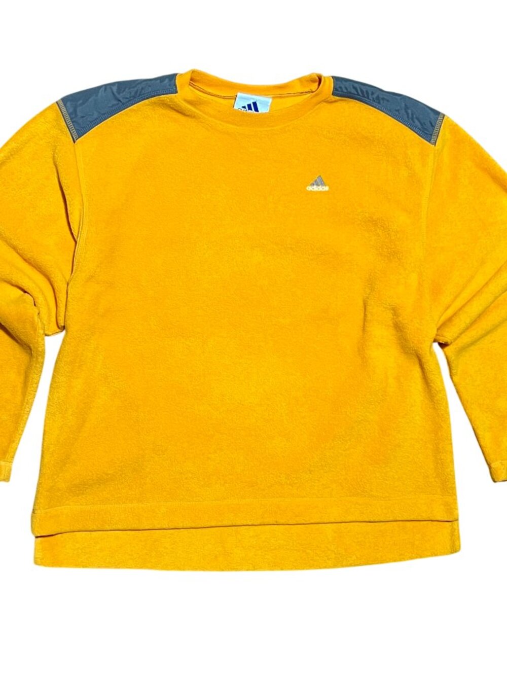 Adidas Vintage 1999 Yellow Fleece Crewneck Y2K Gorpcore Sweatshirt, Men's Large